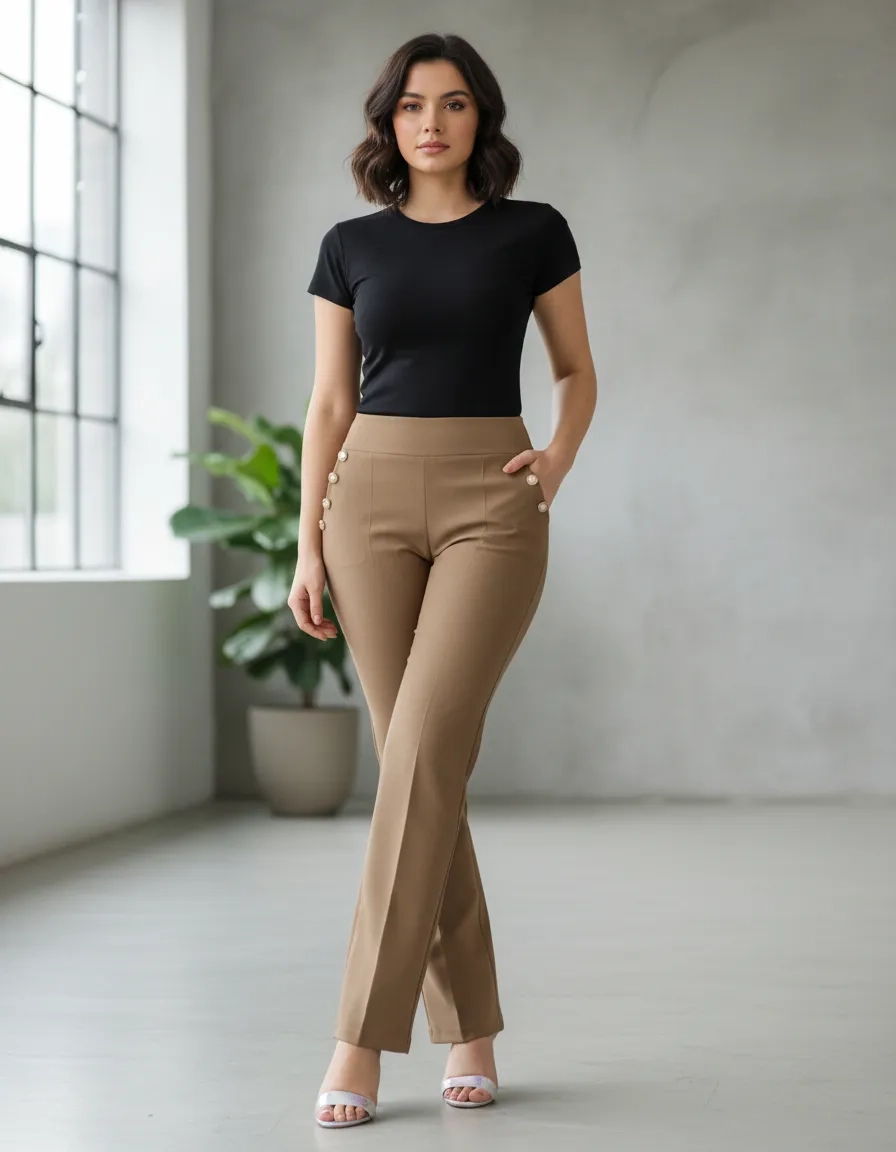 Pantalon Vestir Juvenil Stretch Tiro Alto