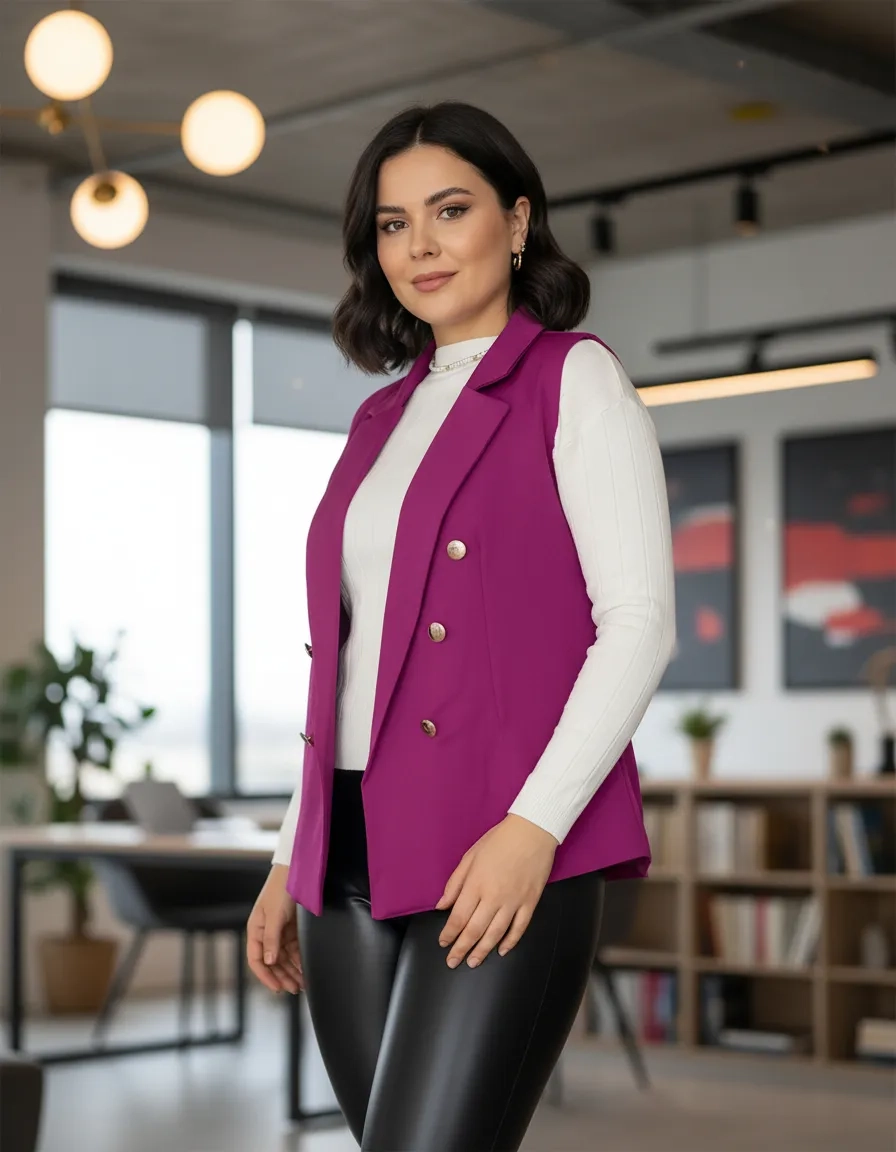 Kass06 Uva 02 Chaleco Blazer Casual Juvenil