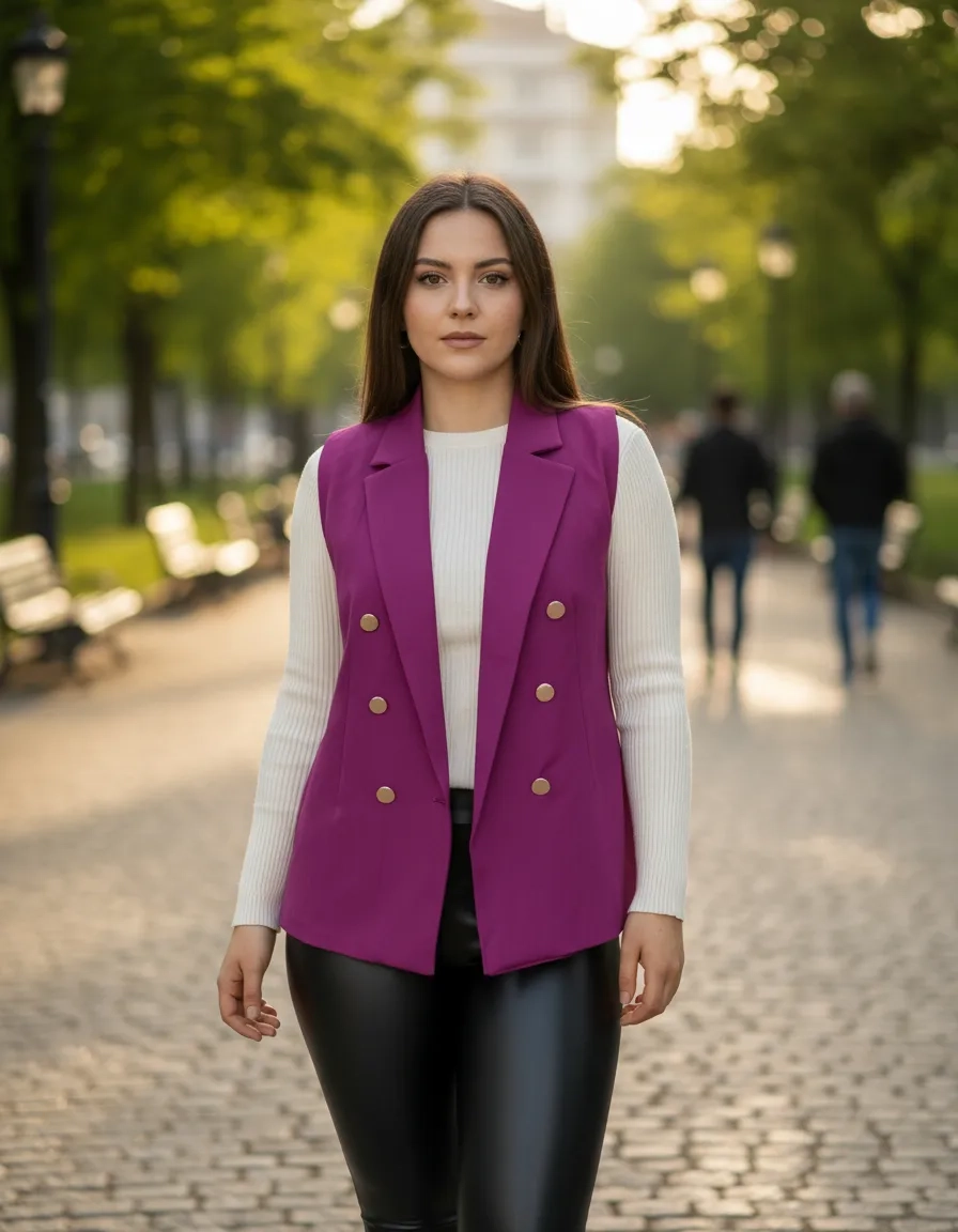 Kass06 Uva 03 Chaleco Blazer Casual Juvenil