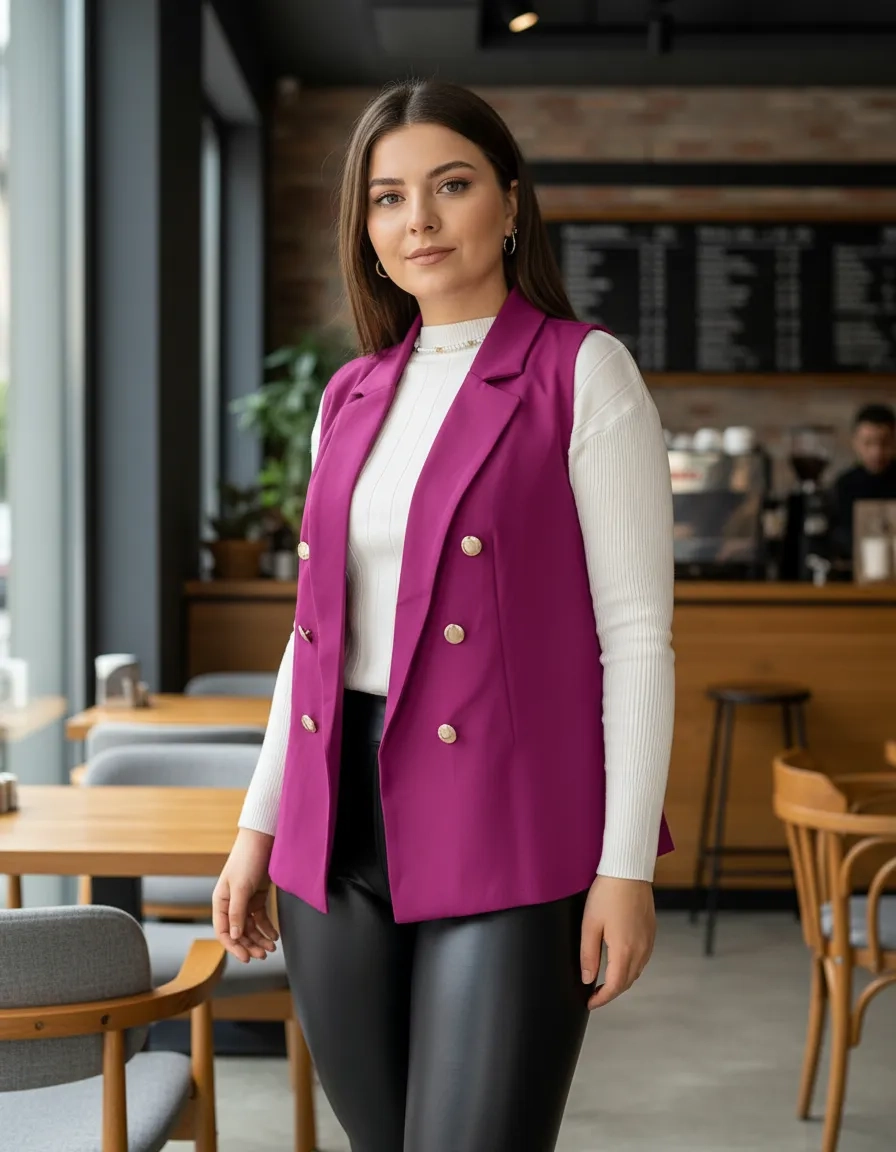 Kass06 Uva 04 Chaleco Blazer Casual Juvenil