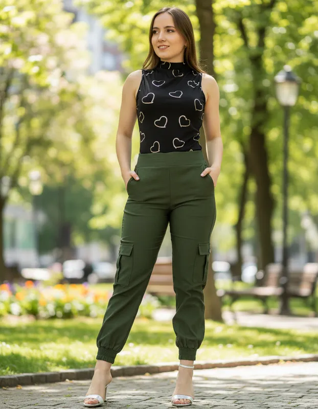 Pantalon Cargo De Mujer Tipo Jogger Casual Pantalon Cargo De Mujer Tipo Jogger Casual