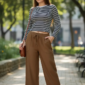 Pantalón Vestir Dama Moda Casual Elegante Corte Amplio