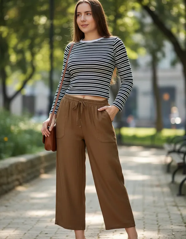 Pantalón Vestir Dama Moda Casual Elegante Corte Amplio