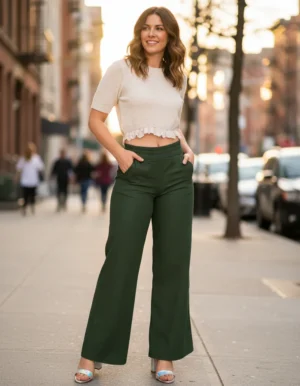 Pantalón Vestir Dama Moda Casual Elegante Corte Amplio