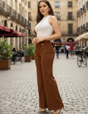 Pantalón De Vestir Casual Elegante, Ajuste Cómodo Y Flexible