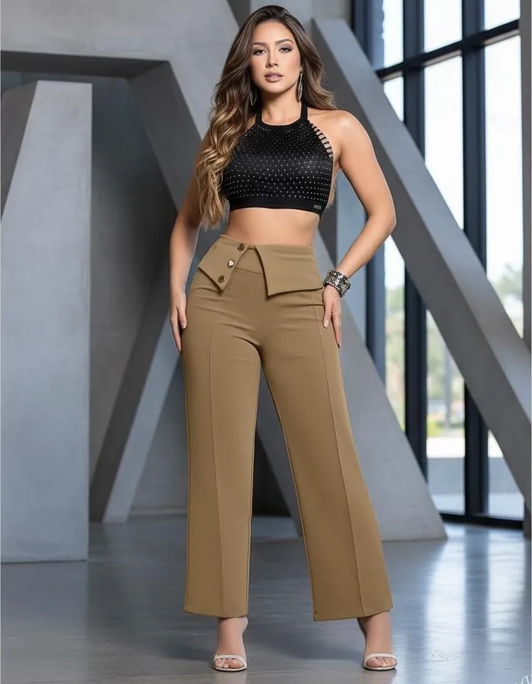 Pantalón Dama Vestir Casual Elegante Ajuste Cómodo Y Stretch