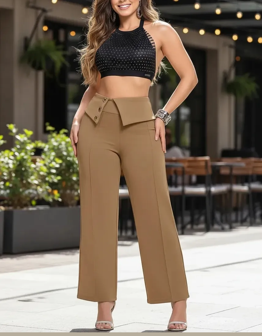 Pantalón Dama Vestir Casual Elegante Ajuste Cómodo Y Stretch