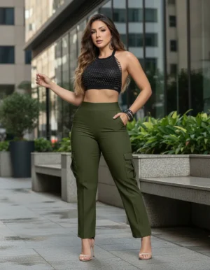 Pantalón Cargo Dama Casual Elegante Ajuste Cómodo Y Stretch