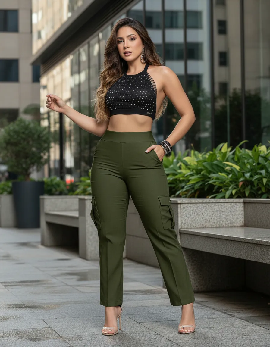 Pantalón Cargo Dama Casual Elegante Ajuste Cómodo Y Stretch